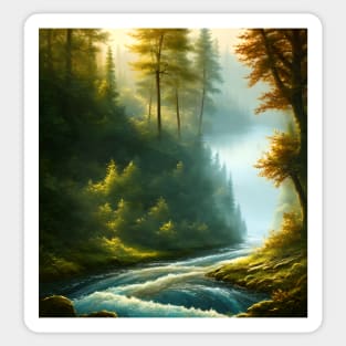 River in Forest Sticker